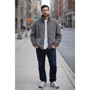 Cedar Hill Fleece Jacket Mens M Gray  Zip Up Minimalist Outdoor Casual